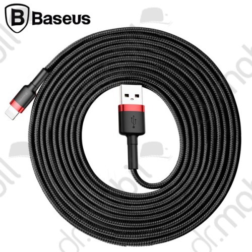 Adatátvitel adatkábel Baseus Cafule nyílon harisnyázott USB / Lightning kábel QC3.0 2A 3m fekete / piros (CALKLF-R91)